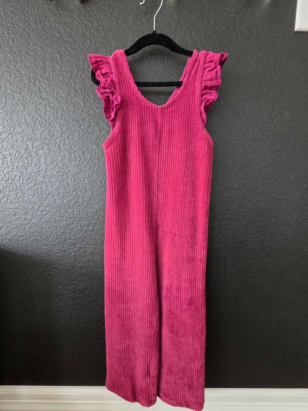 Zara Bright Pink Ribbed Ruffle-Shoulder One-Piece 4-5T